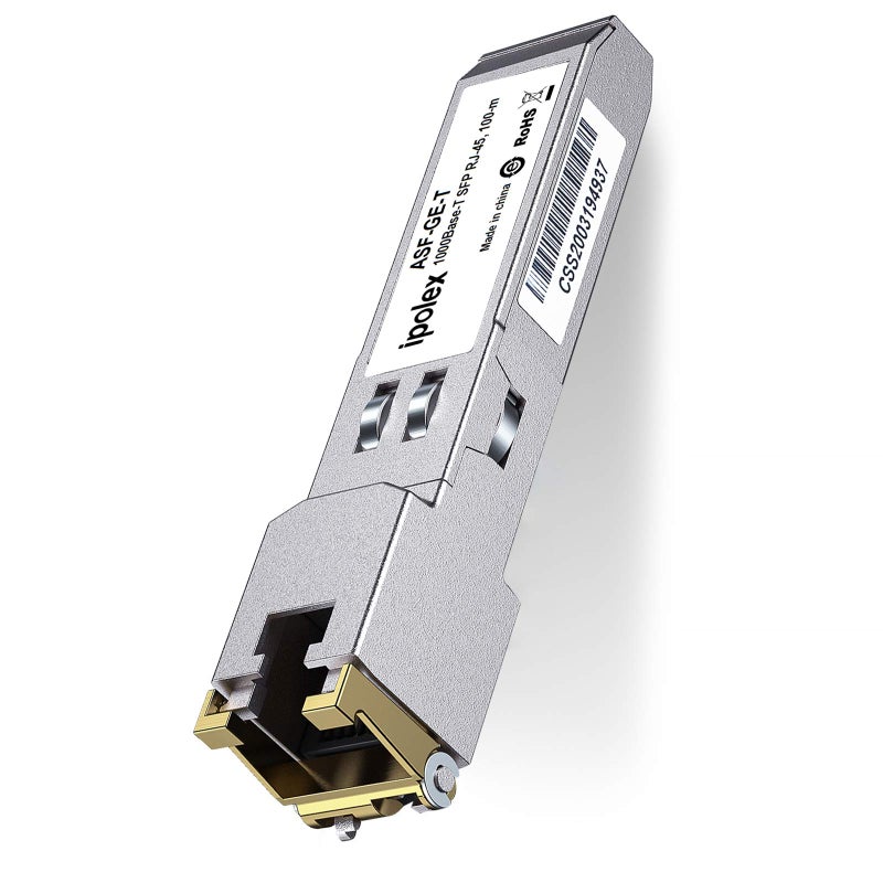 ipolex محول الإيثرنت النحاسي iPolex Gigabit SFP إلى RJ45 1000Base-T، وحدة SFP-T نحاسية 1.25G، لـ Ubiquiti UniFi UF-RJ45-1G/UACC-CM-RJ45-1G، Cisco، Mikrotik، Netgear، TP-Link، والمزيد (CAT5e/6، 100م) - Image 1